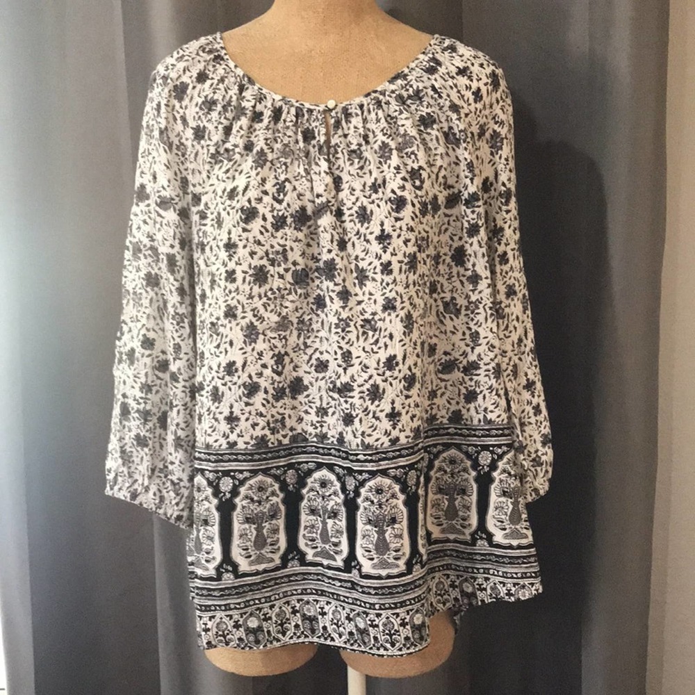 Lucky Brand Floral Blouse x-Large gentle wear Women's Pre Owned Boho Sexy
